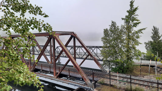 FOUND ★ 819 CONNECTION CREW and the MIST at DAWN at PONT NOIR in SHERBROOKE July 23, 2021 (View 3.5) 5:39 a.m. CLICK TO ZOOM